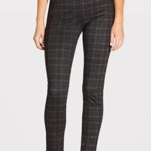 Sanctuary Gray and Green Plaid Ponte Knit Pants/Leggings